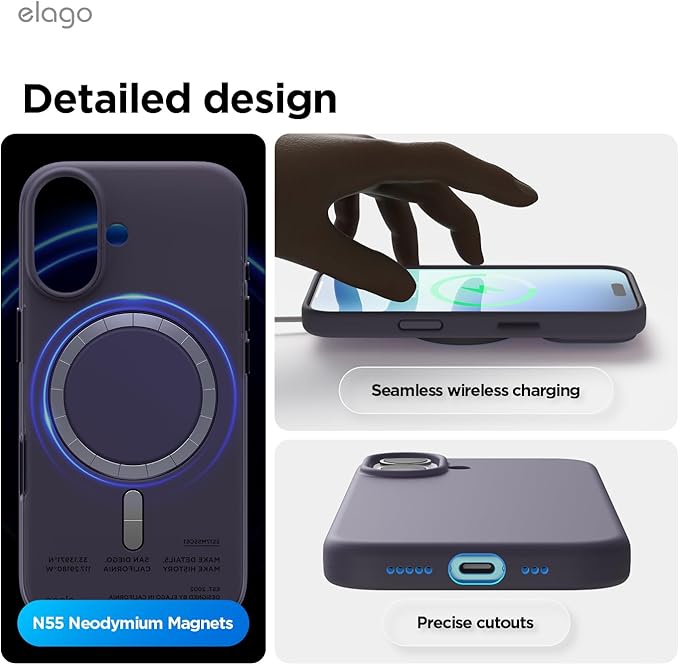 elago for iPhone 17 Case, Premium Magnetic Silicone Case, Compatible with MagSafe, Liquid Silicone Material, Protective Cover, Shockproof, Slim Phone, 6.3 inch (Deep Lavender)