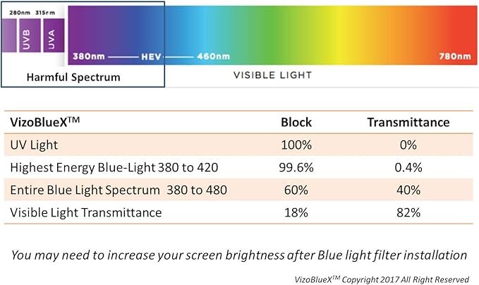 VizoBlueX 20 -21-21.5 -22 inch Anti-Blue Light Filter for Computer Monitor. Blue Light Screen Protector Blocking Panel 19.5“x 12.1” for LCD TV PC Mac iMac