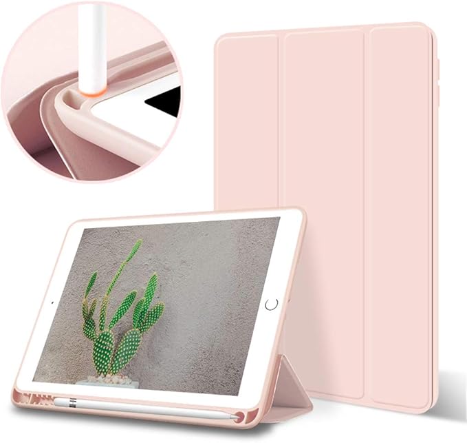 Aoub Case for iPad 9.7 inch 6th/5th Generation Case 2018/2017 with Pencil Holder, Thin Lightweight Smart Stand Cover, Auto Wake/Sleep, Model A1822/A1823/A1893/A1954, Pink