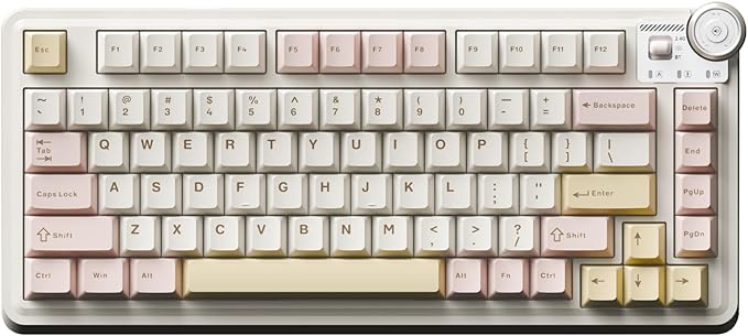 Aula AU75 Wireless Mechanical Keyboard, Hot Swap Gasket Gaming Keyboard with Knob, BT/2.4G/Wired Custom Keyboard, 4000mAh Battery, 75% Five-Layer Padding PBT Keycaps, RGB Side-Strip for Win/Mac/PC