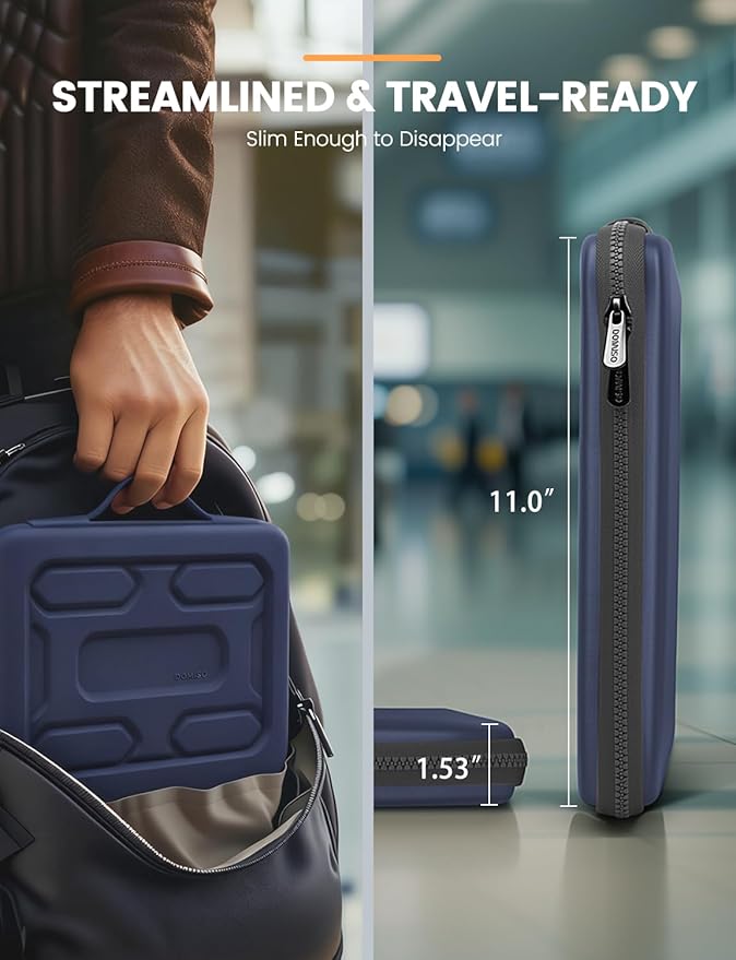 DOMISO 14 inch Laptop Sleeve with Handle Shockproof Computer Bag Waterproof EVA Protective Carrying Case for 14" ThinkPad E480/Yoga 920/13.5" Microsoft Surface Book/HP Pavilion 14 Stream 14,Dark Blue