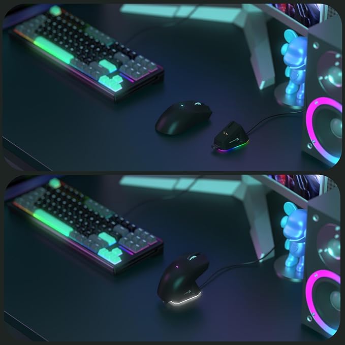 MAGIC-REFINER Attack Shark X11 59g Superlight Wireless Gaming Mouse with Magnetic RGB Charging Dock，BT/2.4G Wireless/Wired Mouse, 22000 DPI，5 Programmable Buttons for PC/Laptop/Mac（Black）