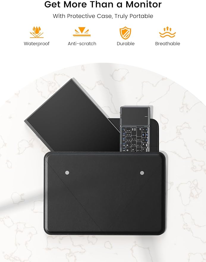 UPERFECT Portable Monitor Touchscreen 15.6'', Laptop Monitor with Bluetooth Keyboard, Built-in 8000mAh Battery | Adjustable Stand | Speakers, Ultra-Slim External Screen for Phone, Game Console