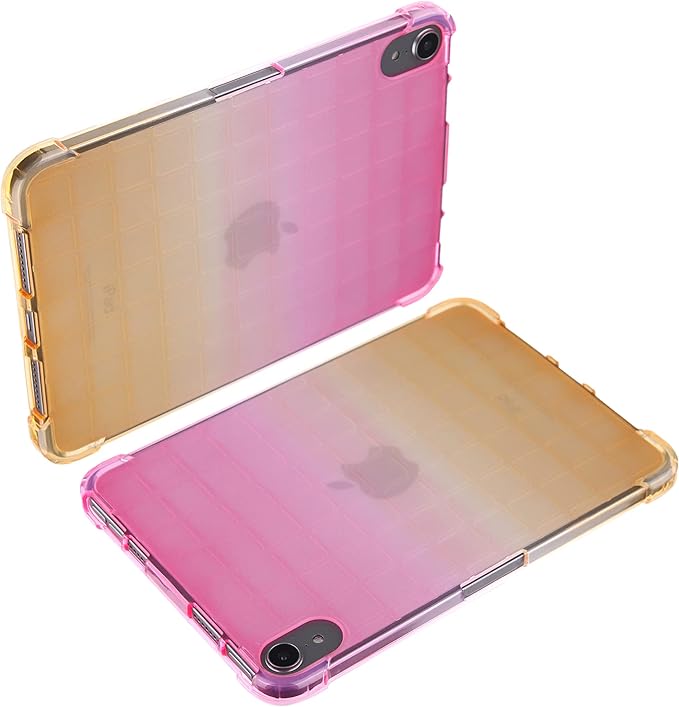 for iPad (A16) 11th Generation 11" 2025 & iPad 10th Generation Case 10.9 inch 2022, Lightweight Thin Translucent Soft TPU Back Shockproof Matte Clear Silicone Gradient Shell, Pink & Yellow