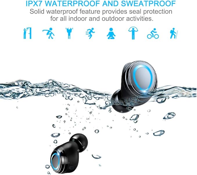 Motast Wireless Earbuds, Bluetooth 5.3 Earbuds 140H Playtime Headphones HD Stereo Noise Cancelling Earphones in Ear with Mic, USB-C Charging Case, IP7 Waterproof Headset for Sports