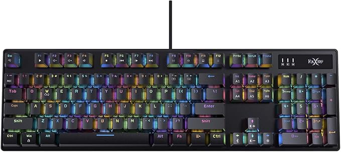 FOXXRAY HKM-88 Full-Size Mechanical Gaming Keyboard, Customizable Keys with Macro Support, RGB Backlit, Linear Red Switches, USB Plug and Play for PC