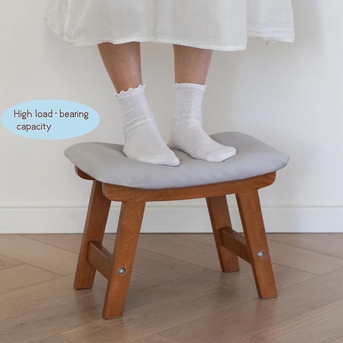 Sosola Foot Stool with Leather Cover,Foot Rest Made of Wooden for Couch,Bench,Sofa,Under Office Desk