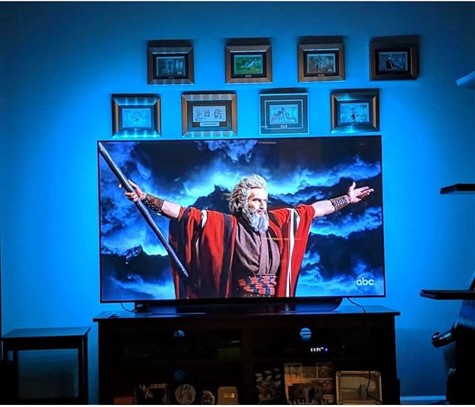 TV LED Backlights USB LED Strip Lighting for 60 65 inches Behind TV Monitor Sony LG Samsung HDTV Game Room Home Movie Theater Decor Lights, Color Changing RF Remote Cover 4 Sides