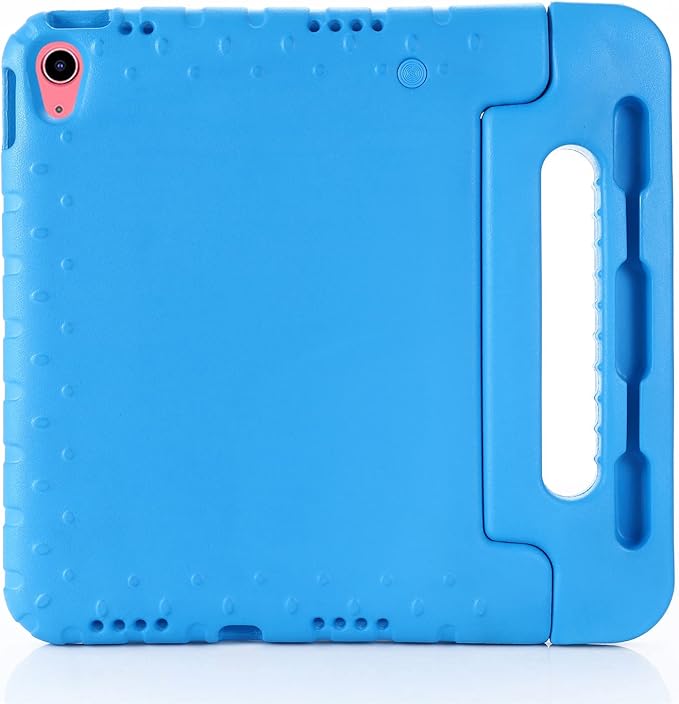 Kids Case for iPad 10th Generation (2022), iPad 11" A16 2025 Case with Pencil Holder, Techcircle Handle Stand Lightweight EVA Foam Bumper Protective Rugged Drop Protection Child Proof Cover, Blue