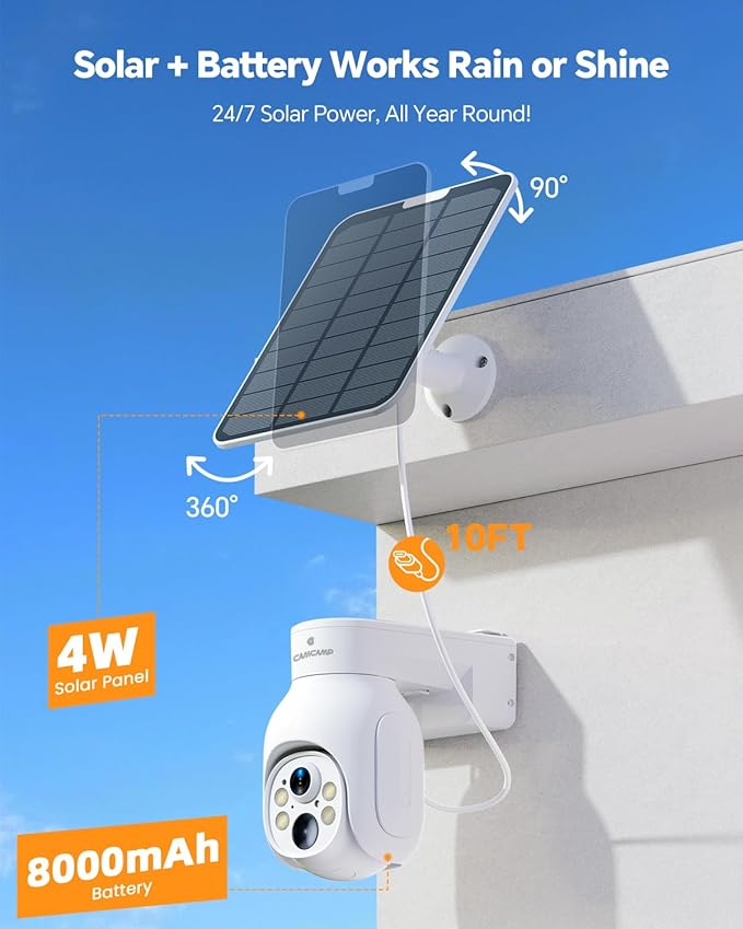 Solar Security Cameras Wireless Outdoor,2K Solar Cameras for Home Security, Wireless Security Camera System with 360° Pan & Tilt, Color Night Vision, 500GB HDD NVR, No Subscription, 2.4G & 5G WiFi