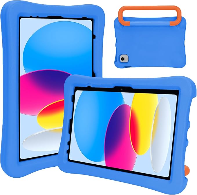 Case for iPad Air 11-inch M3 (2025) / M2 (2024), iPad Air 5th (2022) / 4th Generation (2020) 10.9 Inch, Fully-Body Rugged Heavy Duty Shockproof Case with Kickstand for Kids (Blue)