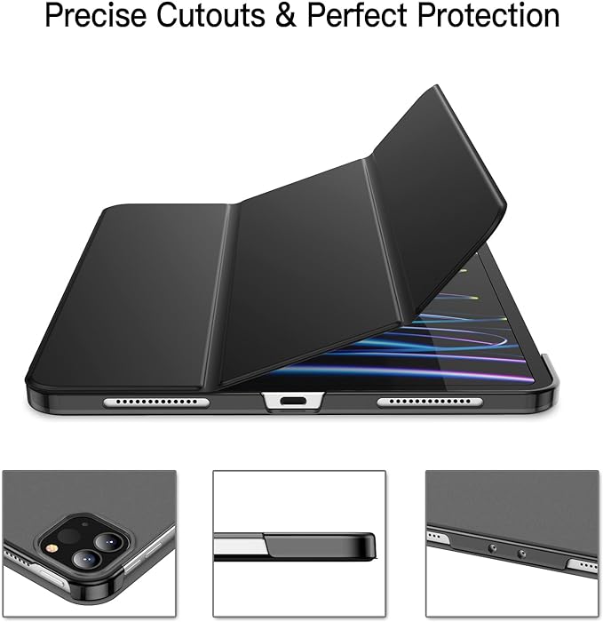 JETech Case for iPad Pro 11 Inch, 2022/2021/2020 Model, Slim Stand Hard Back Shell Smart Cover with Auto Wake/Sleep (Black)