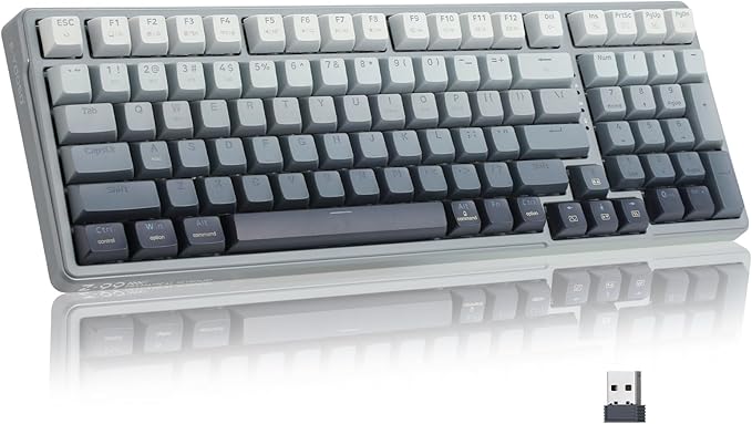 E-YOOSO Wireless Bluetooth Mechanical Keyboard, 99 Keys Wired Gaming Keyboard RGB Backlit, Hot Swappable Pre-lubed Linear Switches, Gasket Soundproof Foam, Office Work Keyboard, Gradient Gray