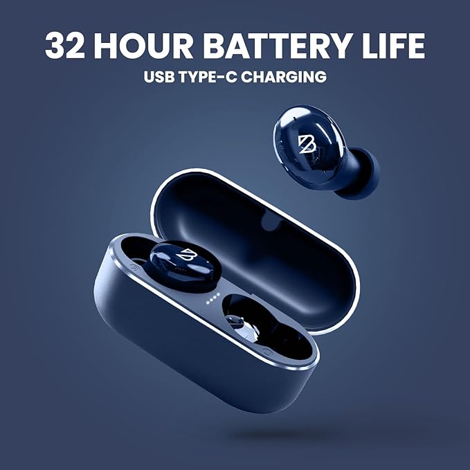 Back Bay Audio Tempo 30 Wireless Earbuds for Small Ears - Award-Winning Sound, Sweatproof Bluetooth Earbuds, Tech Fitness Gifts for Men, Comfortable Bluetooth Ear Buds for Women - Navy