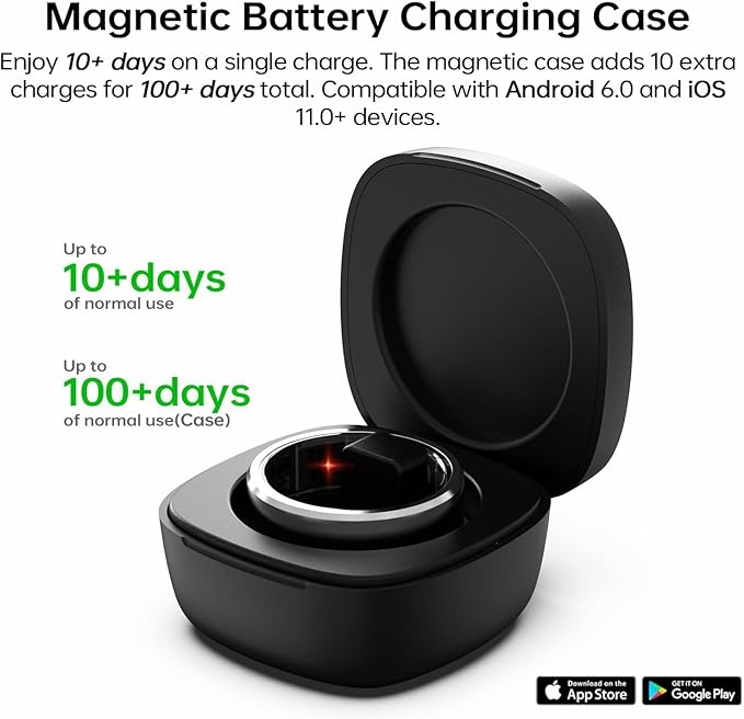 Smart Ring for Women Men,No Subscription Fee,Fitness Tracker Ring with Heart Rate, Sleep Monitoring, Blood Oxygen, Step Counting for iOS and Android, Waterproof(Black, 8)