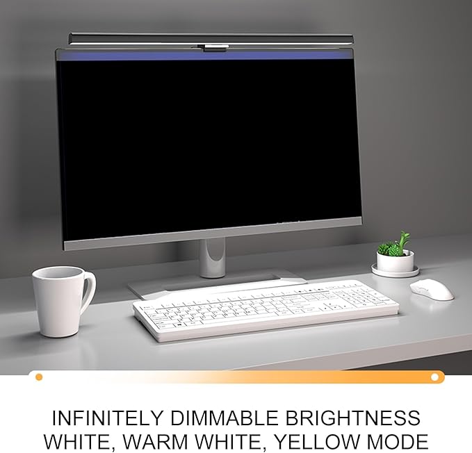 Joyzan Computer Monitor Light Bar,Clip On Eye Strain LED Screen Bar Reading Dimmable Lamp Reduce Bluelight Touch Control Adjustable Stepless Dimming Caring for Home Office Gamer (White)
