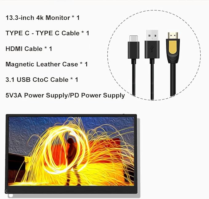 EDIY 17.3 inch 4K Screen HDR Portable Monitor Gaming FreeSync 3840x2160 External Display 100 Percent Adobe RGB IPS Eye Care Screen DP HDMI for Xbox PS4 PS5 Switch Laptop PC Phone Mac Raspberry Pi