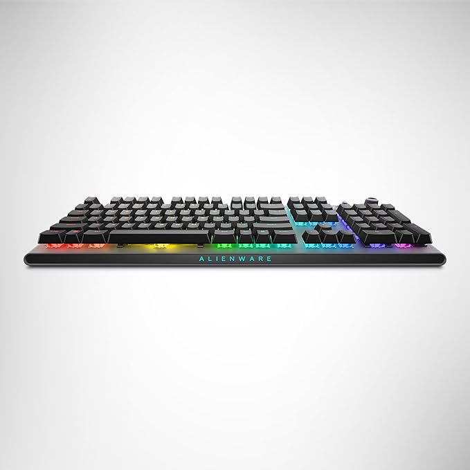 Alienware AW920K Tri-Mode Wireless Gaming Keyboard - Rechargeable, Wireless/Wired, Magnetic Snap-on Charging, Programmable Rocker Switch and Dial, AlienFX per-Key RGB - Dark Side of The Moon
