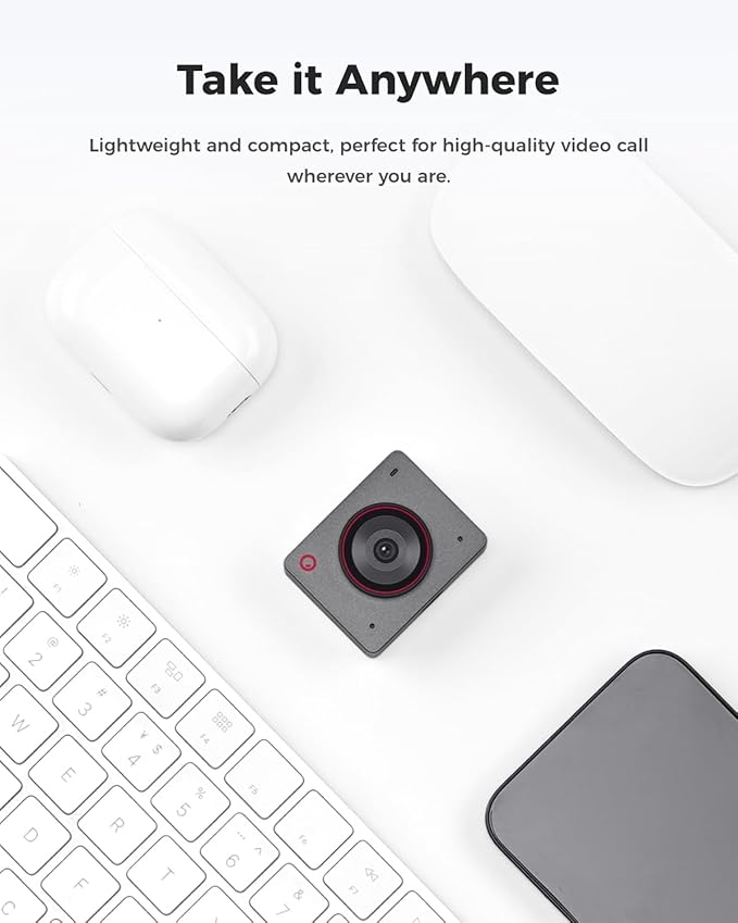 OBSBOT Meet 2 Ultra HD 4K Streaming Webcam, 1080p at 60 FPS, Video Conference Camera with AI Automatic Cropping, USB-C, Dual Noise Reducing Mics, Works with MS_Teams/Zoom- Gray