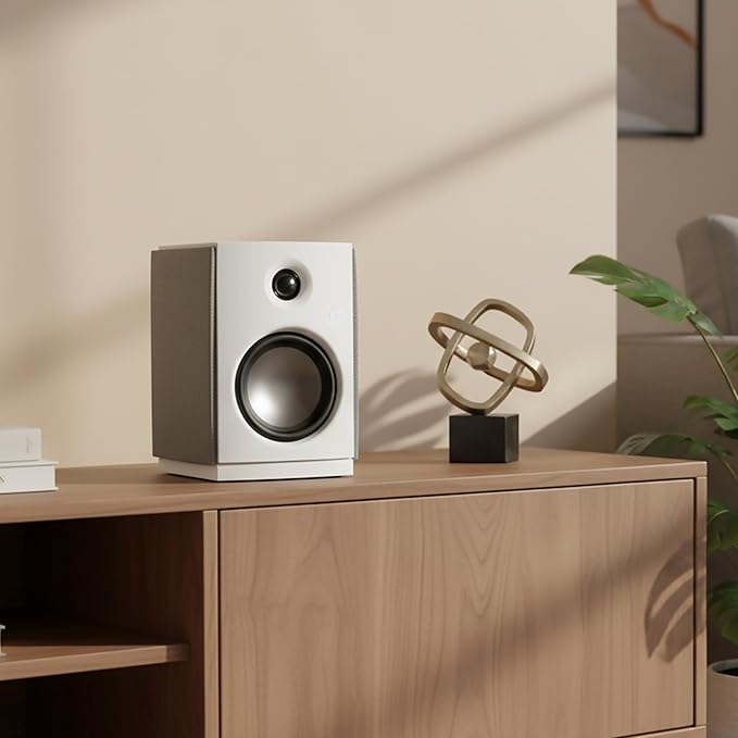 HiVi-Swans OS-10 HiFi Stereo Speakers, Bluetooth 5.0 Active Computer Bookshelf Speakers - 4'' Dynamic Woofer, Powered Desk Speakers 62w RMS with Touch Control for PC/Phone/TV - White