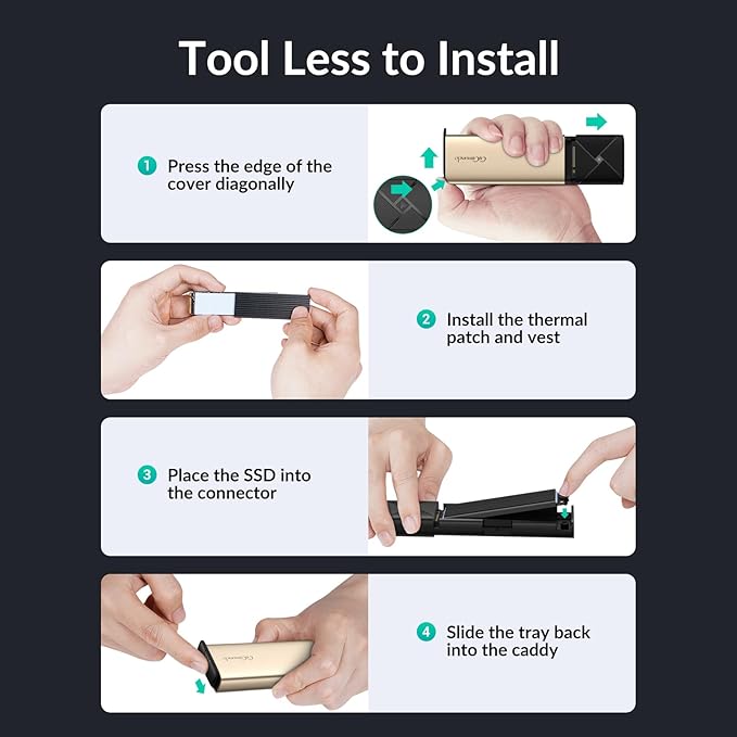 GiGimundo M.2 NVMe SATA SSD Enclosure Adapter Tool-Free, USB 3.2 Gen 2 (10Gbps) to PCI-E NGFF SATA M-Key/(B+M) Key External SSD Enclosure Support UASP for SSDs 2230/2242/2260/2280