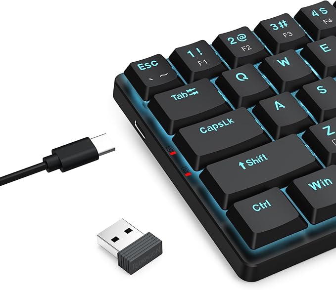 Redragon BS8773 Wireless Keyboard and Mouse Combo, 78 Keys 2.4Ghz Wireless Low-Profile Mechanical Brown Switch Keyboard w/Slim Compact Design & Single Blue Backlit, Comfort Grip 2400 DPI Max Mouse
