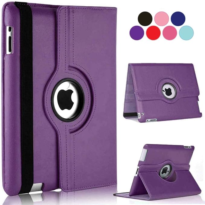 Vultic Rotating Case for iPad 10.2 inch [7th/8th/9th Gen 2019/2020/2021], 360 Degree Stand [Auto Sleep/Wake] Folio PU Leather Smart Cover (Purple)