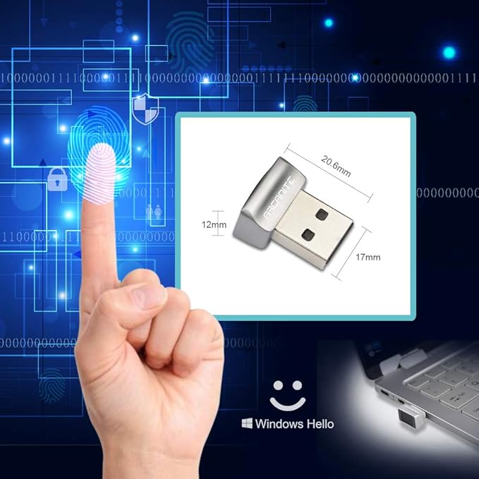 ARCANITE USB Fingerprint Reader for Windows 10 Hello, 0.05s 360-Degree Sensor Security Device, AKFSD-07