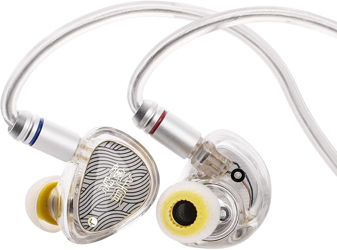 Linsoul TANGZU Wan'er S.G II in Ear Monitor,HiFi Wired Earbuds,10mm Dynamic Driver PET Diaphragm Gaming IEM Earphones with 2Pin Detachable OFC Cable for Audiophile DJ Stage (Clear White, Typec Mic)