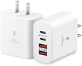USB C Charger Block, 2-Pack 40W 4-Port Type C Fast Charging Block for iPhone 16 15 14 13 12 Pro Max Plus, iPad,Samsung, Dual PD Power Adapter + QC 3.0 Multi Wall Plug ﻿Charger Box USBC Cube