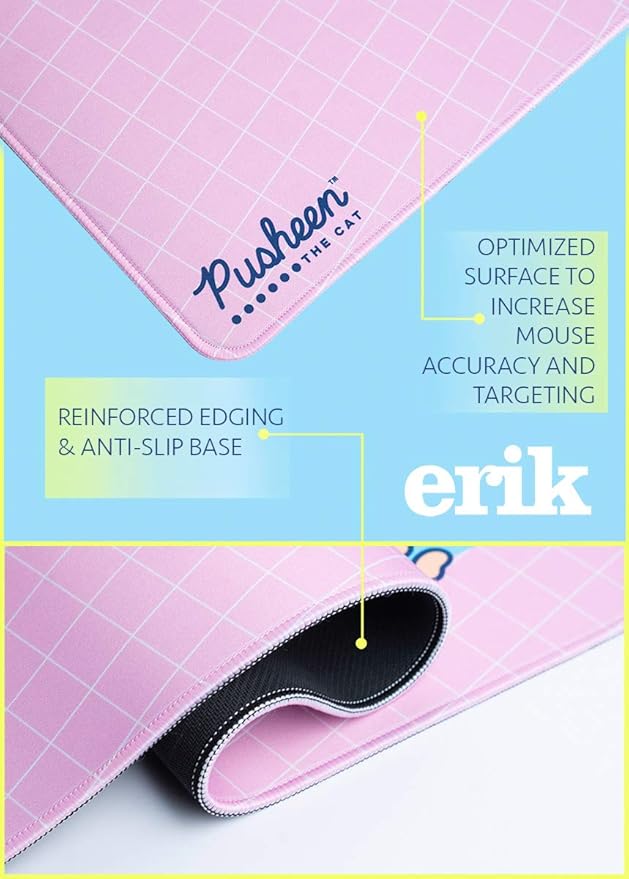 Grupo Erik XXL Mouse Pad - Pusheen Gifts for Cat Lovers | Gaming Desk Mat 31.5 x 13.8 inches, Non-Slip Rubber Keyboard & Mouse Mat Large | Gaming Gifts Gamer