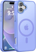 Newfuture Designed for iPhone 16 Case with Magnetic [13 FT Military Drop Protection] [Compatible with Magsafe] Slim Translucent Matte Shockproof with Anti-Fingerprint Phone Case, Light Purple