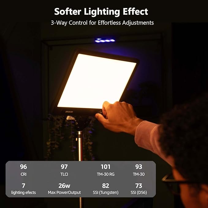 Amaran Verge Edge-lit Rectangular Panel Light, 96+ CRI,0-100% Brightness & 2700K-6500K,Bi-Color,Front-Facing Knobs and APP Control, USB-C PD, Silent for Streaming & Video Gaming Studio (Charcoal)