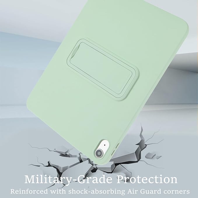 Shockproof Case for iPad 10th/11th Gen, TPU & Hard PC Back Cover with Kickstand Feature Screen & Camera Defense Cleaning Cloth + Stylus Included for iPad 11th 10th Gen, Mintgreen