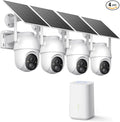 ELYSOO Solar Security Cameras Wireless Outdoor, 64GB Local Storage Included, 2K/4MP Home Security Camera System, 4-Cam Kit, 2.4G & 5GHz WiFi, PIR Motion Detection, 360° View