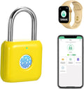 Fingerprint Padlock eLinkSmart Gym Locker Lock with Phone App iOS Watch Metal Keyless Combination Locks for School Sports Locker Hasp Storage Backpack Suitcase Yellow