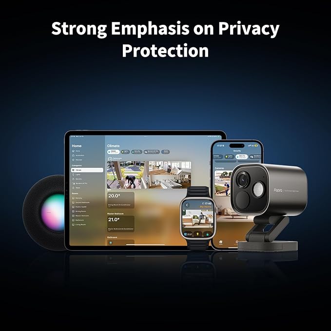 Aqara 4MP Camera Hub G5 Pro PoE, True Color Night Vision Security Camera Outdoor, HomeKit Secure Video, Thread Border Router, Local Detection, Thread/Zigbee, Supports Alexa, Google, Smartthings, Gray