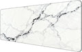 Thin Extended Gaming Mouse Pad （31.5 * 11.8 * 0.08 inch） with Stitched Edges Large Mousepad Long XXL Keyboard and Mouse pad Desk Mat for Gaming Office & Home - White Black Marble