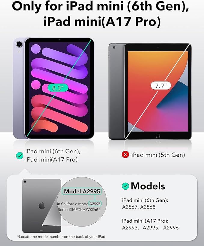 Case for iPad mini 7 (A17 Pro) Generation Case 2024, iPad mini 6 Case 2021, 8.3 inch Auto Wake/Sleep Slim PU Leather Folio Cover with Mu lti-Angle Stand and Pen Holder, Purple