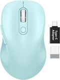 Trueque Wireless Mouse for Laptop, 2.4GHz Ergonomic Computer Mouse with Back & Forward Buttons, 3 Adjustable DPI Levels, 6 Buttons, Optical USB Cordless Mice for Windows PC, M01 (Light Blue)