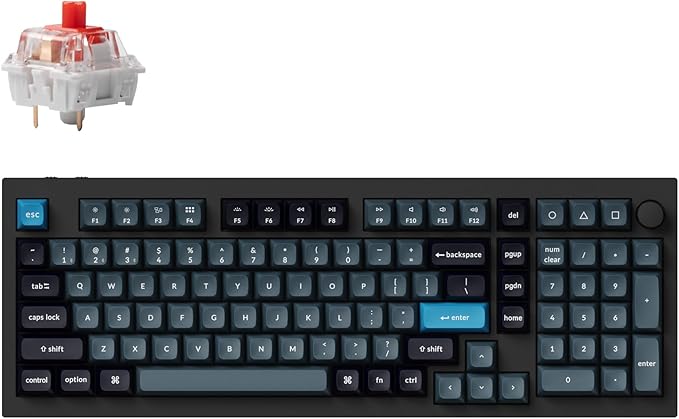 Keychron Q5 Pro Wireless QMK/VIA Mechanical Keyboard, 96% Layout Programmable Knob Full Aluminum Double-Gasket Design, Hot-swappable K Pro Red Switch for Mac Windows Linux - Black