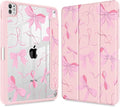 May Chen Case for iPad Pro 11-Inch M5/M4 2025/2024 (6th/5th Generation), Clear Transparent Print Back Shell Slim Stand Shockproof Tablet Cover, Auto Wake/Sleep, Pink Bows P631