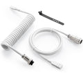 GUNMJO Pro Custom Coiled USB C Cable for Gaming Keyboard, Double-Sleeved Mechanical Keyboard Cable with Detachable Metal Aviator, 1.5M USB-C to USB-A, White Color