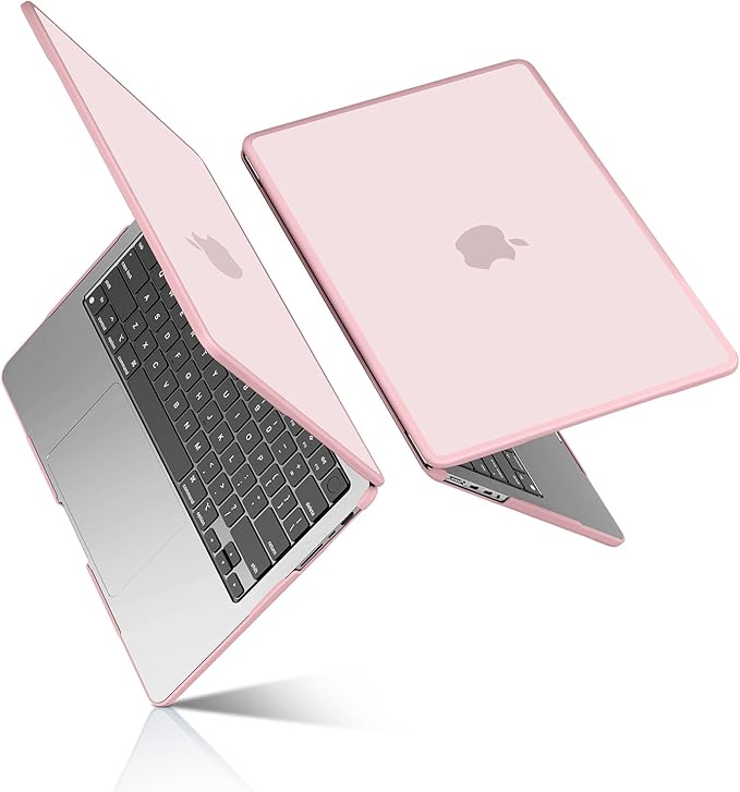 BlueSwan Anti-Cracking Hard Shell Case Compatible with MacBook Pro 14-inch M5 2026 2025-2021 Release M4 M3 M2 M1 Pro/Max Chip, Anti-Fingerprint Soft TPU Bumper, Frosted Pink