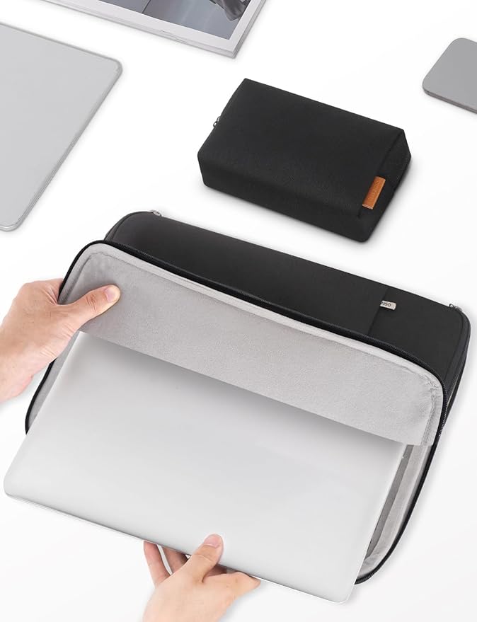 DOMISO Computer Bags, Laptop Case Sleeve Cover for 16 inch MacBook Pro M4/M3/M2/M1 Pro/Max A3403 A3186 A2991 A2780 A2485 A2141,Compatible with 15.6 inch HP Lenovo Dell XPS 16 with Small Case, Black