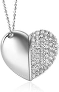 USB 2.0 Flash Drive,Cute Romantic Heart Shape USB Memory Stick,Thumb Drive for Photos, Music, Files Storage (Silver, 64, GB)