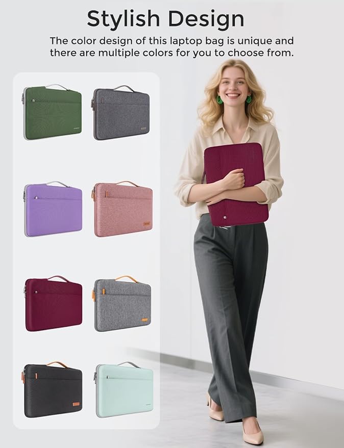 DOMISO 15.6 inch Laptop Case Sleeve Protective Cover Compatible with 16 inch MacBook Pro M4 M3 M2/Pro Max,15.6-16 inch HP Dell ASUS Lenovo Chromebook,Waterproof Computer Cases Bag with Handle,Wine