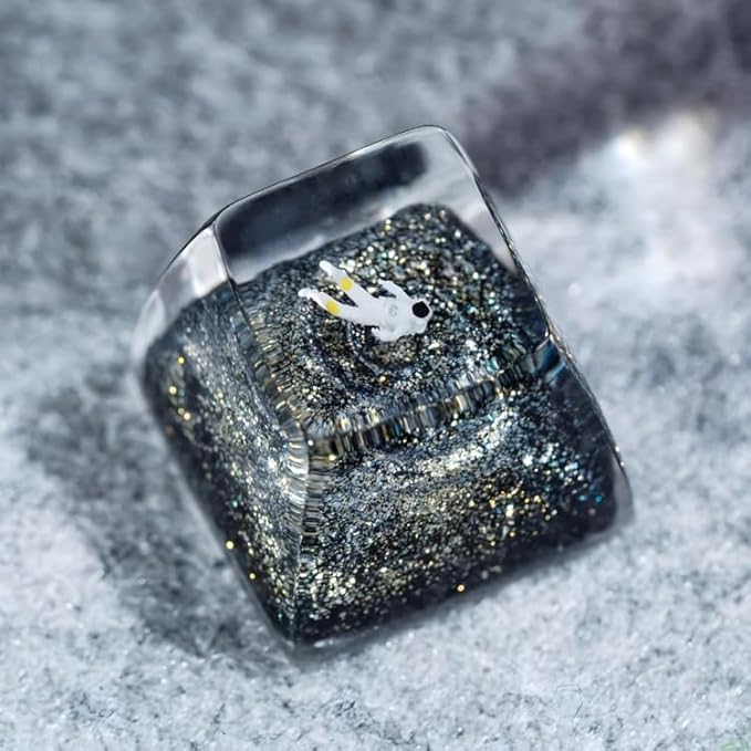 Gold Galaxy Astronaut Artisan Keycap R1 SA Profile Custom Astronauts Keycaps 1U ESC Space Explorer Handmade Gaming Resin Key Cap Cherry MX Switch Compatible Mechanical Keyboard Space Lover Gift