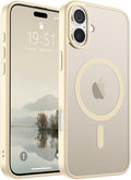 SUPFINE Magnetic for iPhone 16 Case (Compatible with MagSafe) (Military Grade Drop Protection) Translucent Matte Shockproof with Anti-Fingerprint Phone Cover,Antique White
