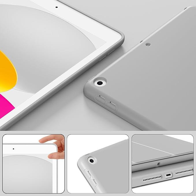 Smart Case for iPad 10.2 Inch 2021/2020/2019, for iPad 9th/8th/7th Generation Without Pencil Holder, Shockproof Cover with Soft TPU Back, Thin& Lightweight, Auto Sleep/Wake, Gray
